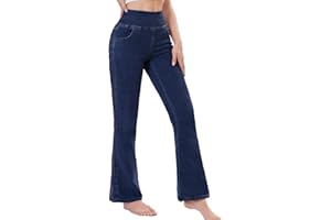Chasehot Pull on Flare Jeans for Women, Trendy Stretchy High Waisted Bell Bottom Skinny Boot Cut Jeans Legging for Women
