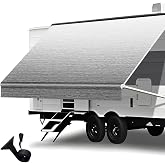 Heavy Duty RV Awning Fabric Replacement - 19.5oz Vinyl Camper Awning - Waterproof &amp; UV-Resistant - Universal Canopy for Camper, Trailer and Motorhome (18FT(Fabric 17'2"), Gray Fade)