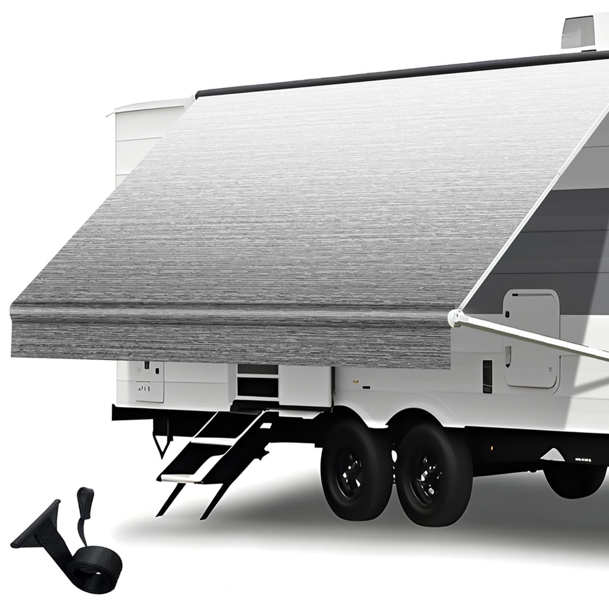 Photo 1 of Heavy Duty RV Awning Fabric Replacement - 19.5oz Vinyl Camper Awning - Waterproof & UV-Resistant - Universal Canopy for Camper, Trailer and Motorhome (Gray Fade, 14FT(Fabric 13'2"))