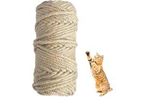 LISSION Sisal Rope for Cat Tree, Cat Scratching Post Rope, 5mm 164 Feet, Natural Jute Hemp Rope, for Scratching Post Repair, 