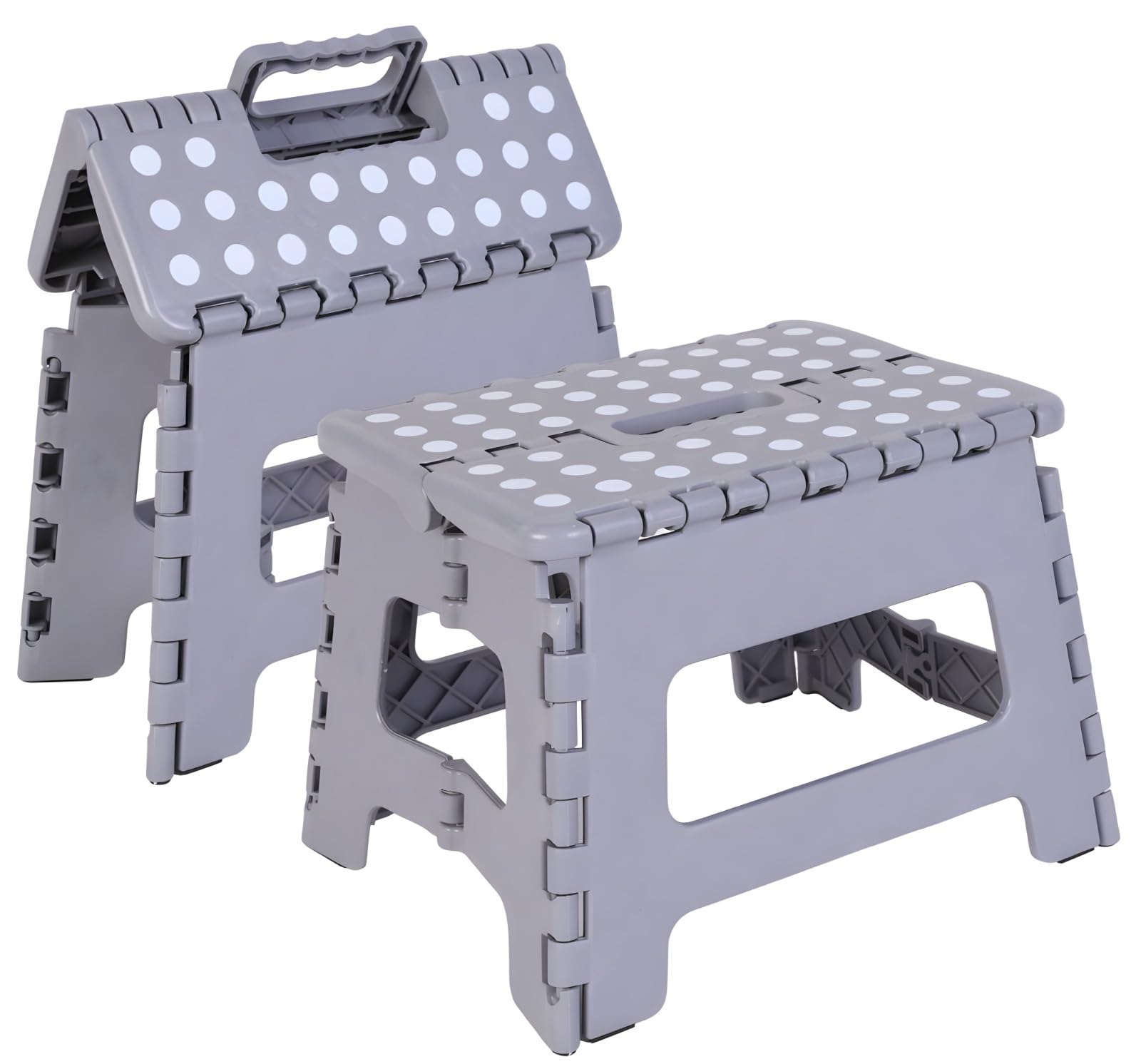9 inch small folding step stool for adults-kids-infant,Heavy duty foldable stools for adults,non slip kitchen stool-garden stool, (Grey)