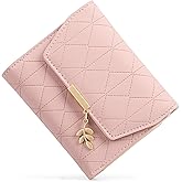 RNIEGA Small Wallet Women Leather RFID Blocking Card Holder Compact Wallets Zipper Coin Pocket with ID Window