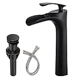 RUITHOE Black Vessel Sink Faucet, Waterfall
