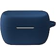 Geiomoo Silicone Carrying Case Compatible with Jabra Elite 4 Active, Portable Scratch Shock Resistant Cover with Carabiner (Navy Blue)