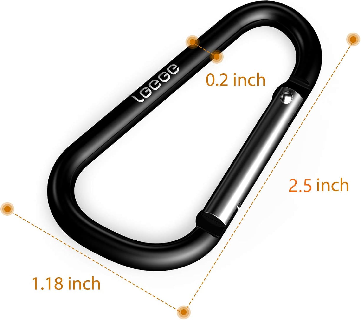 LGEGE 2.5" Aluminum Carabiner Clip D Shape Buckle - Spring Snap Key Chain Clip Hook, Keychain Clip, Multipurpose for Camping, Hiking, Fishing Or As A Key Organizer , Black ( 20pcs Pack ): Clothing