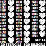 Custom Body Art Airbrush Nail Stencils - Design Series Set # 14 Includes 20 Individual Nail Templates with 16 Designs each for a total of 320 Designs of Series #14