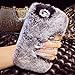 Apple iPhone 6 6s Case, Momo Casier Slim Fit Bling Diamond Luxury Winter Soft Warm Faux Rabbit Fur Fuzzy Plush with Crystal Cute Bowknot Protective Back Cover for Girls Xmas Gift, Gray
