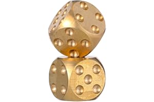 Gadpiparty Brass Dice 2pcs Solid Metal Game Dices for Mahjong Entertainment Pub Bar Supplies 0. 59 Inch
