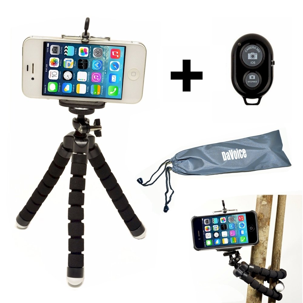 DaVoice Flexible iPhone Tripod for Smartphone with Bluetooth Remote