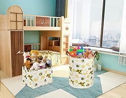 Sanjiaofen Rectangular Kids Storage Bins,Bee Basket