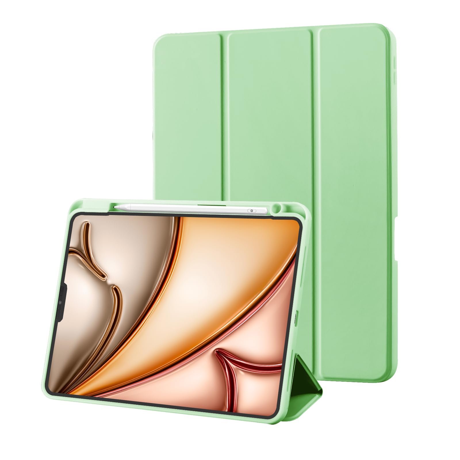Case Compatible with iPad Pro 11 2022/2021/2020 Case/iPad Pro 11 Case Pro 11 Inch with Pencil Holder, Trifold Stand Protective Case Supports 2nd Gen iPencil Charging, Auto Sleep/Wake, Matcha Green — image 1
