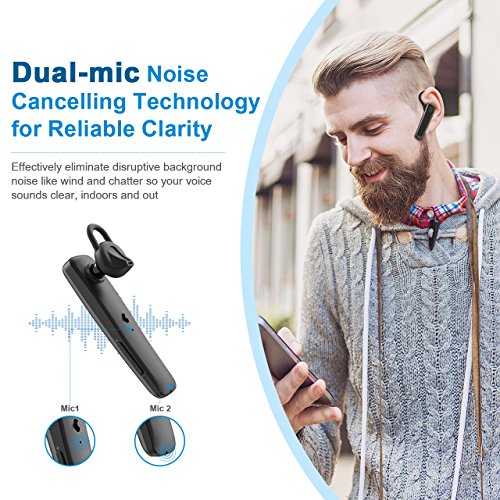 Bluetooth 5.4 Headset – 10-Hour Talk Time, Noise Cancelling, Ultra-Lightweight For Driving & Office
