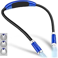 Vekkia Rechargeable LED Neck Reading Light, Book Lights for Reading in Bed, 3 Brightness Levels, Flexible Soft Silicone Arms