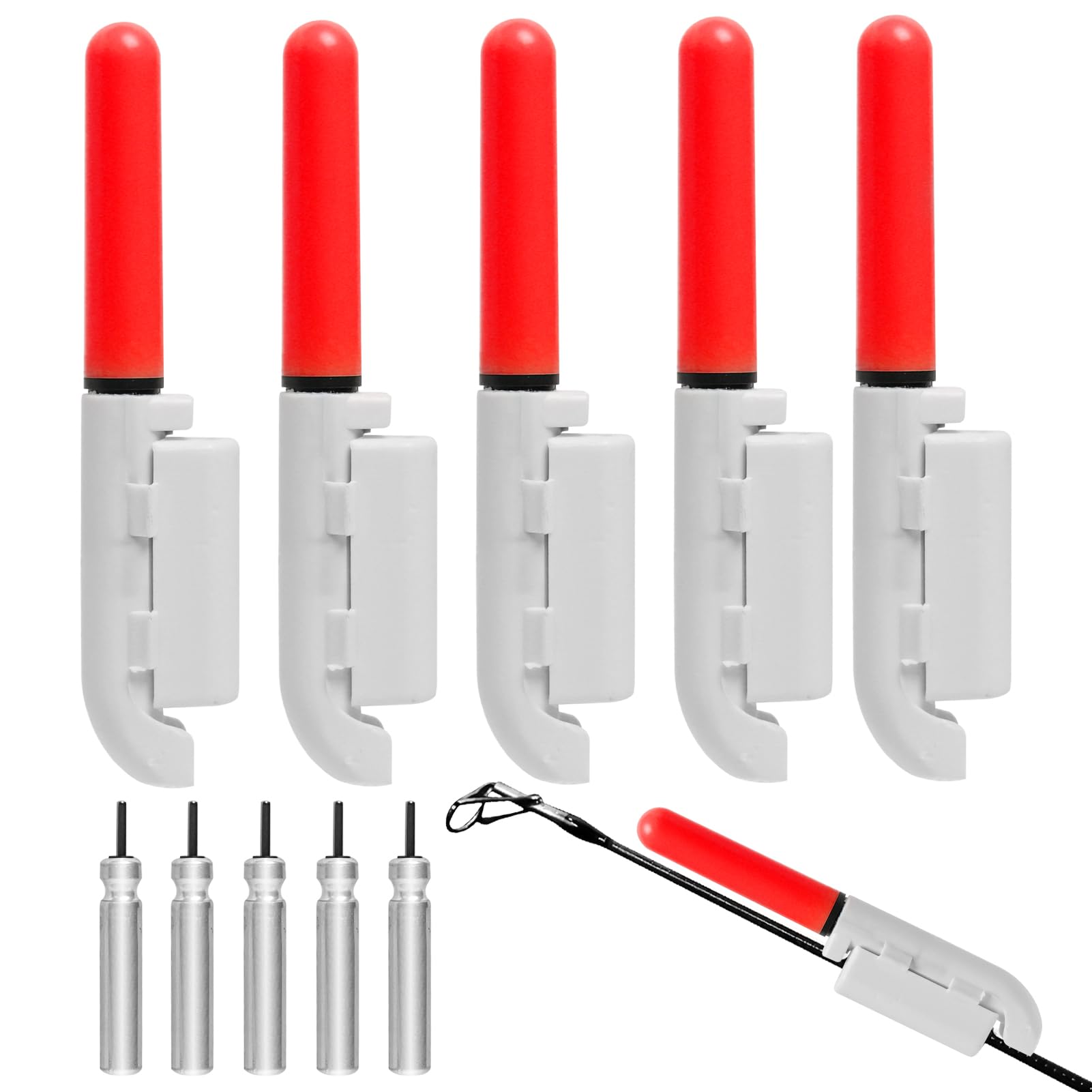 Fishing Light, 5pcs Fishing Bite Alarm Rod Tip Lights for Night Fishing Portable Alerter Tackle Sea Fishing Accessories Luminous (red)