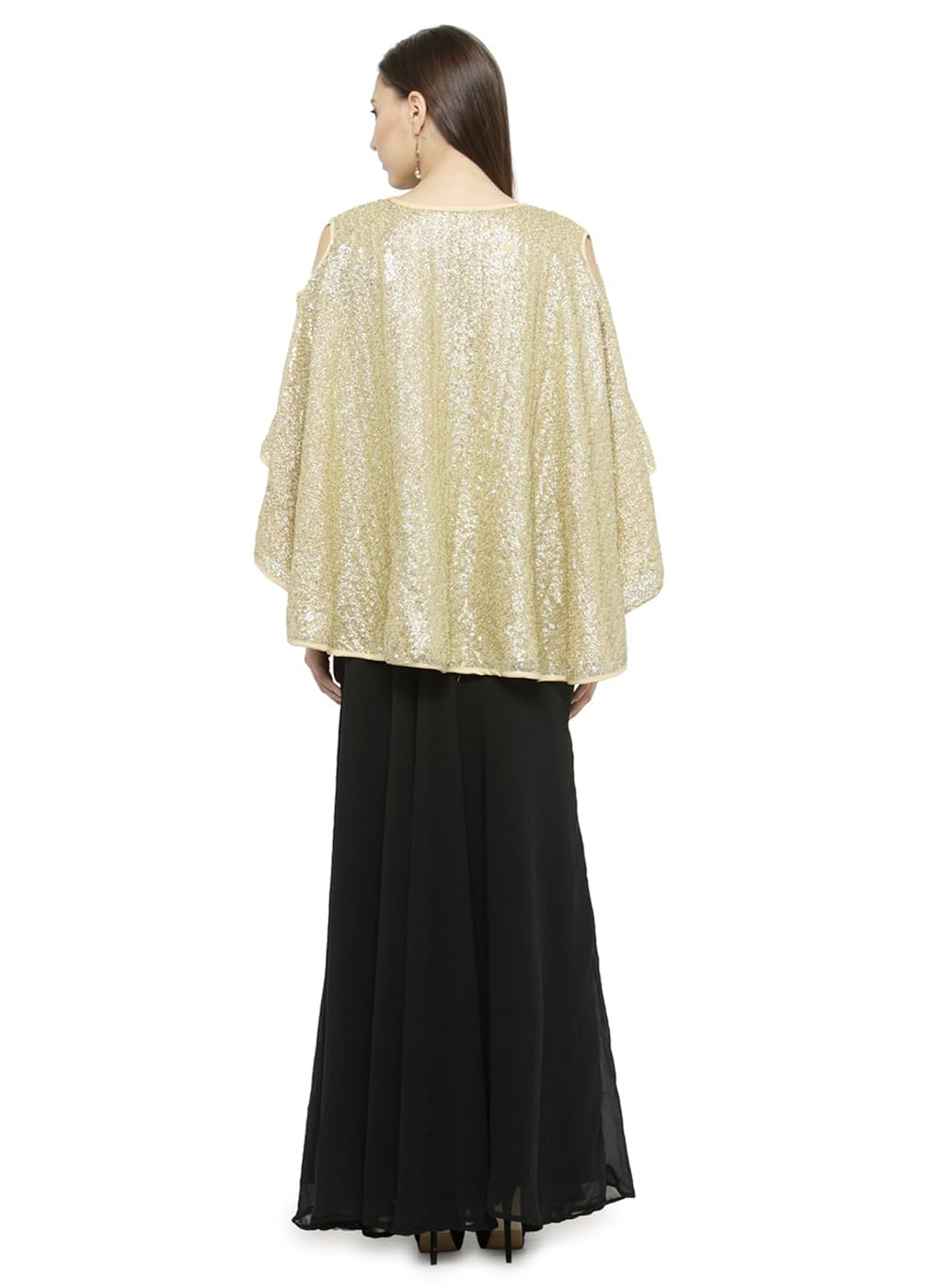 just wow black poly georgette women's dress