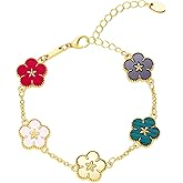 YCKXXL Clover Bracelet for Women 18K Gold Plated Clover Lucky Bracelet Cute Colorful Bracelets Trendy Jewelry Birthday Gifts for Girlfriend