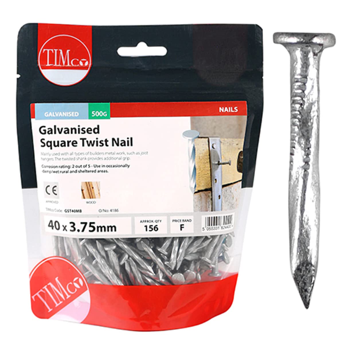 TIMCO GST40MB Galvanized Square Twist Nail 40 x 3.75-0.5kg Bag