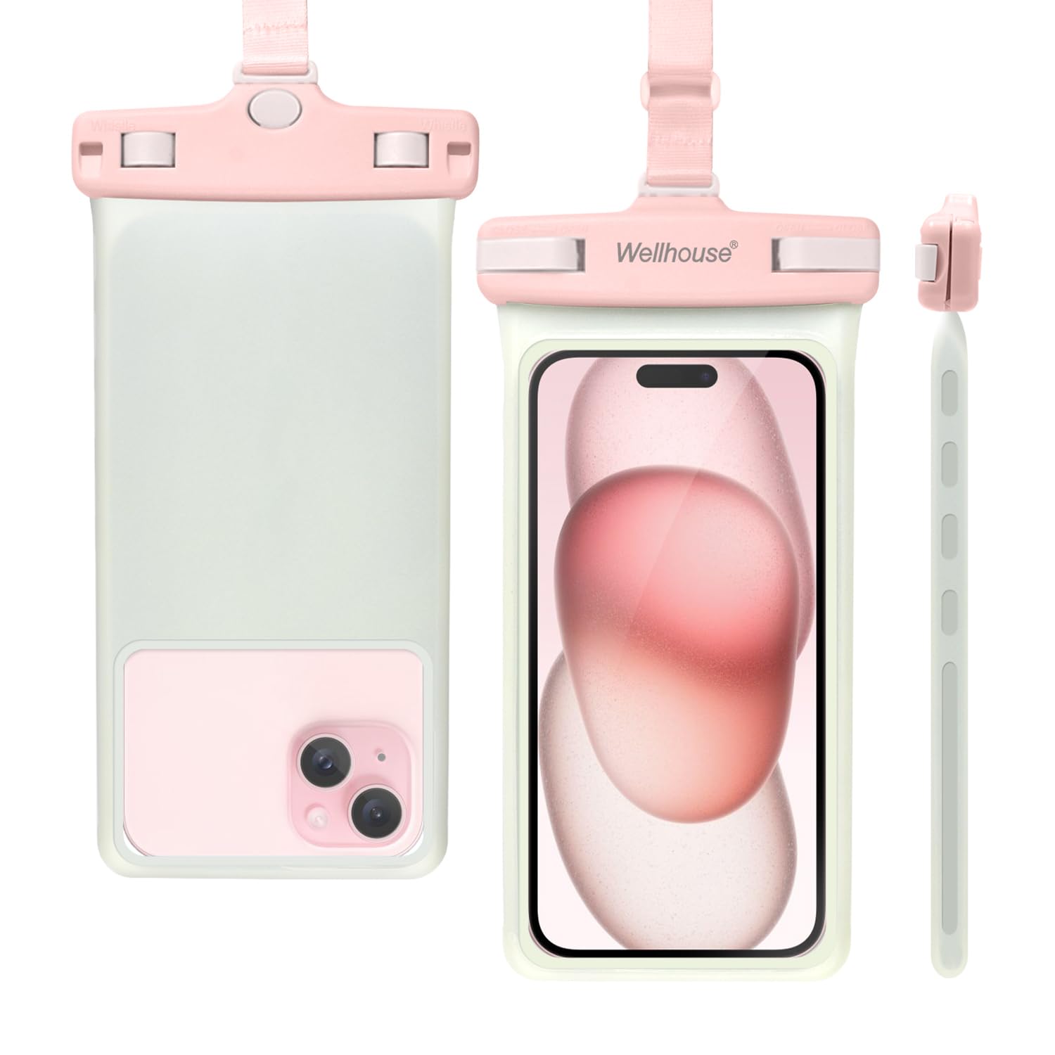 Photo 1 of wellhouse Waterproof Phone Pouch, Waterproof Phone Case for iPhone 16 15 14 13 12 Pro Max XS Samsung, IPX8 3D Cellphone Dry Bag Beach Essentials (1 Pack - Luminous Pink7.0, 7 inch)