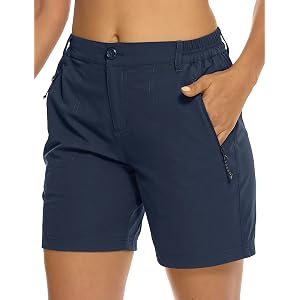 TBMPOY Women's 6" Hiking Cargo Shorts Quick Dry with Pockets Work Golf Short Lightweight Outdoor Active Summer for Women