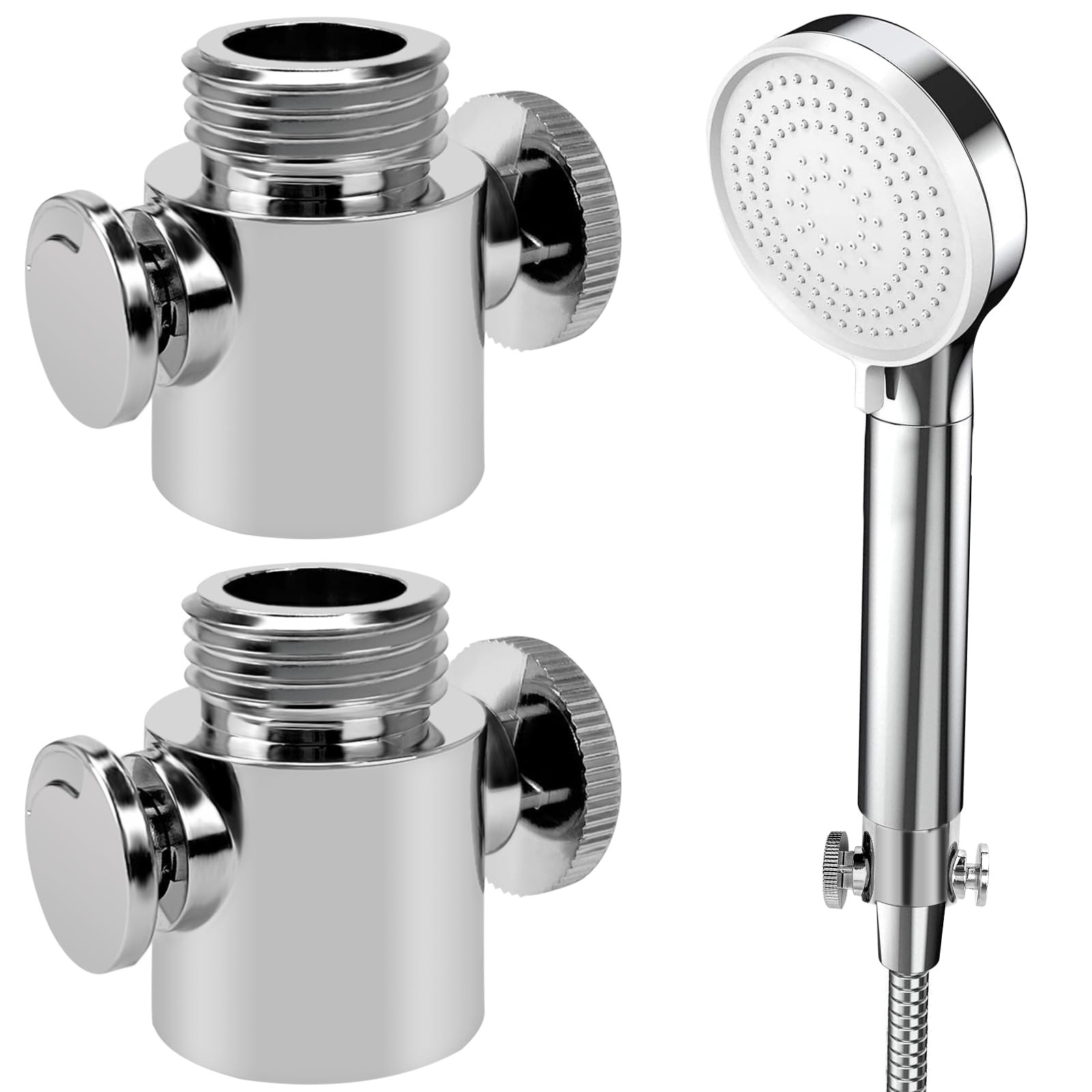 2pcs G1/2 Head Shut-Off Valve, Water Flow Control Valve, Shower Head G1/2 Valve Regulator, Restrictor Shower Flow Control Valve, Water Control for Shower Flow Reduce (with Gasket)