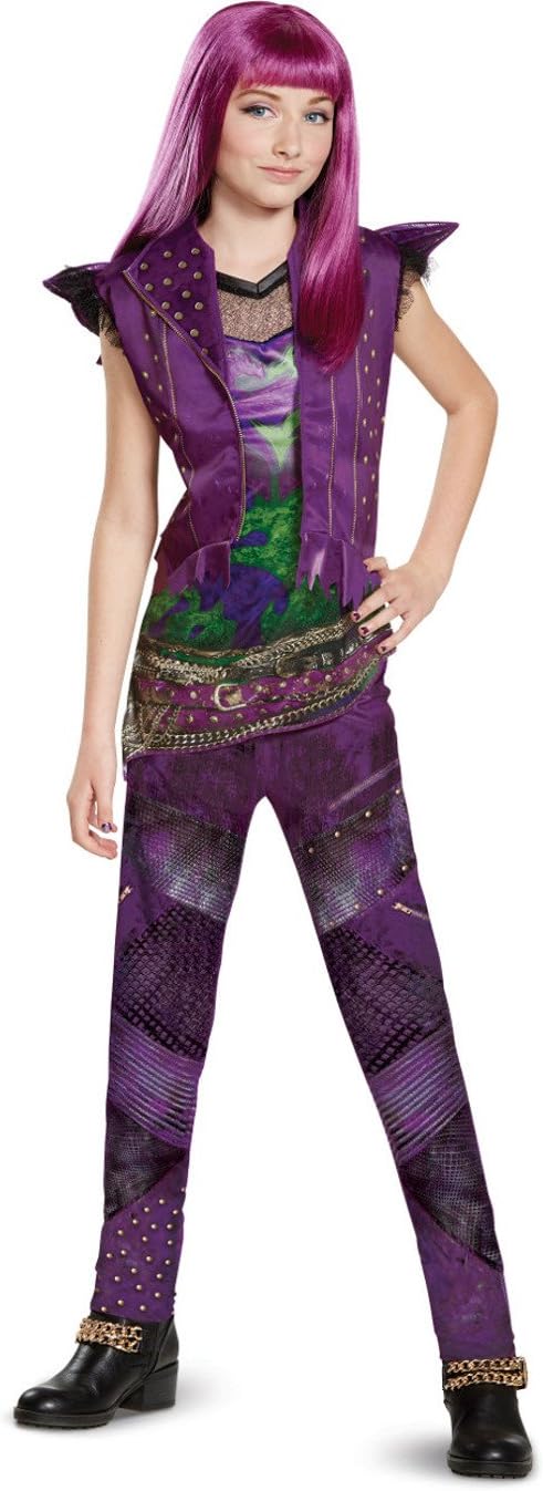 Girl's Classic Disney Descendants 2 Isle Look Mal Costume Bundle Medium 7-8