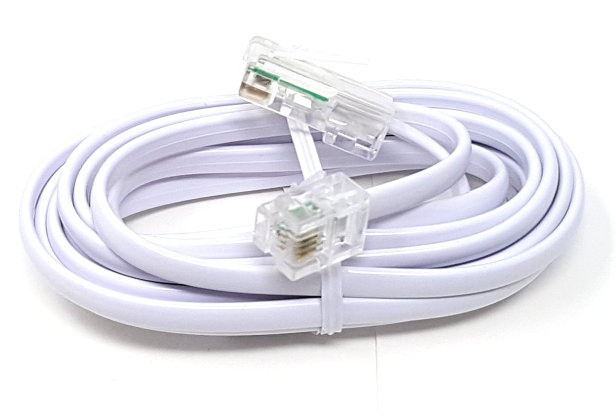 Maincore 3m long White RJ11 to RJ45 / ADSL Modem, Broadband Data 4 wire Flat Cable Lead (Available in 1m, 2m, 3m, 5m, 10m, 15m, 20m)