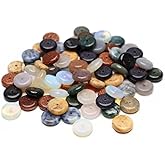 40 Pcs Healing Loose Beads Coin Shape Natural Necklace Stone Pendants Crystal Charms for Jewelry Making DIY Craft