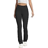 VIMPEP Women’s Stretchy Yoga Dress Pants High Rise Straight Leg with Pockets Casual Petite/Regular 1202