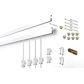 STAS Cliprail Picture Hanging System Set - Covers 9.84 ft of Wall Space - Basic Picture Rail &amp; Art Hanging Gallery Kit (White Rails, Includes 6 Hooks &amp; 4 Cords)