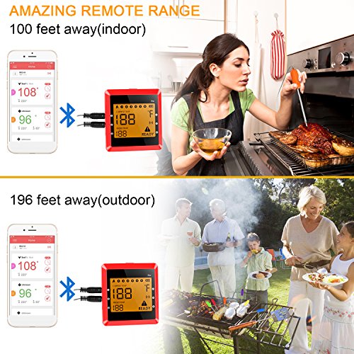Digital Bluetooth Meat Thermometer for iPhone 6 Long Probes, Smart