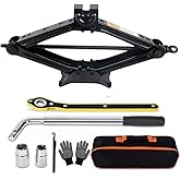 ASYH 3 Ton Scissor Jack Kit with Telescoping Lug Wrench and Storage Bag, Heavy-Duty Car Jack for Tire Replacement on Cars and