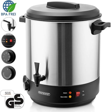 Distributeur De Boissons Chaudes AREBOS 8,8L - 950W - Inox - Vin Chaud, Café, Thé - Réglage 30-110°C - Pour Maison Et Pro