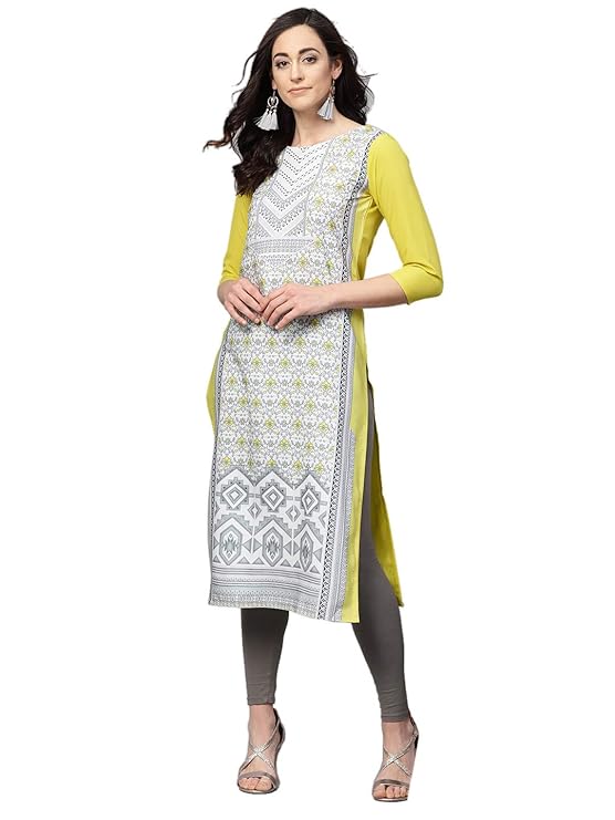 Women's Polyester Crepe a-line Kurta (VPK1650_S_ Multicoloured_ Small)