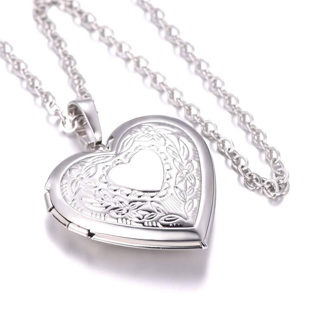 Women Girls Locket Necklace Platinum /18K Gold Photo Lockets Pendant