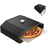 CAMPLUX Pizza Oven for Grill with Carry Bag, 14.8" &times; 13" Cordierite Stone | Grill Top Pizza Oven Built-in Thermometer, Compatible with Propane &amp; Charcoal Grill for Crispy Homemade Pizza