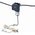 Leviton 10097-8 Pull Chain Switch, Single Pole On-Off; 1A-125V T, 3A-125V, 1A-250V; With Two 6 Inch Black Leads 18 Awg Awm Tew 105C 600V, Stripped 1/2 Inch , white