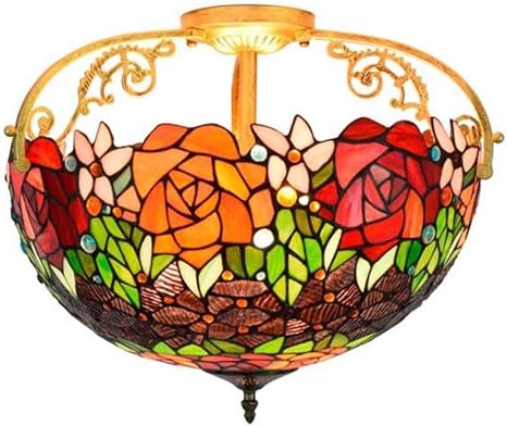 Ceiling Lamp Tiffany Style Semi Flush Mount Fixtures 16 Inches