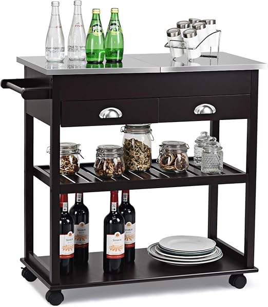 Amazon.com: Giantex Carro de cocina con ruedas, con mesa de ...