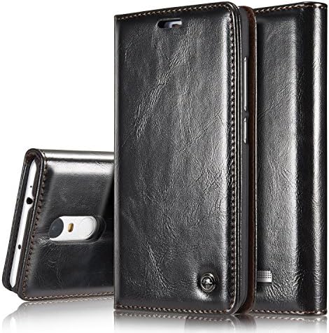 Xiaomi Redmi Note 3 Case, Premium PU Leather Book Design with Flip Cover and Stand [Credit Card Slot] Magnetic Closure Cover Case for Xiaomi Redmi Note 3 (Black)