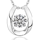 ARINZA Moissanite Necklace for Women, 1 Ct 925 Sterling Silver Dancing Stone Pendant, 18+2 Inch Chain, Valentine’s Day Christmas Gift for Her, Wife, Mom, Anniversary, Birthday