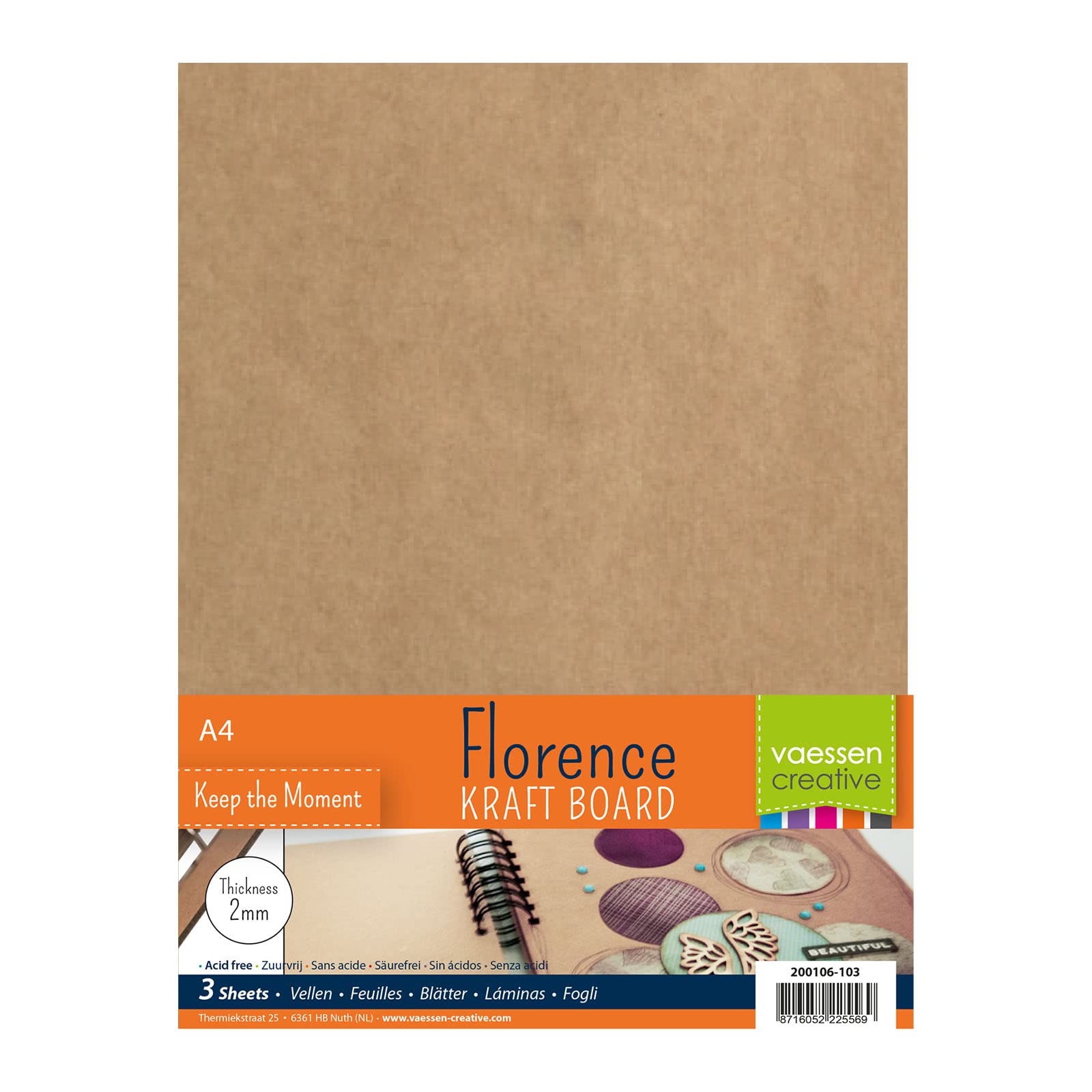 Florence Kraft Cardboard - A4-2 mm Thick Card - 3 Cardboard Sheets - Bookbinding Supplies, Display Boards and Poster Board