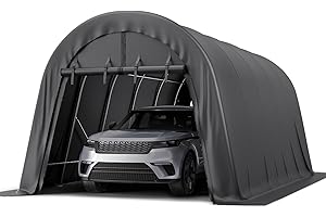 VONZOY Carport 12 x 20 Portable Upgrade Thick Fabric Heavy Duty Outdoor Storage Garage Shelter Round Steel Metal Carports with 2 Roll up Suit for Tools, Car