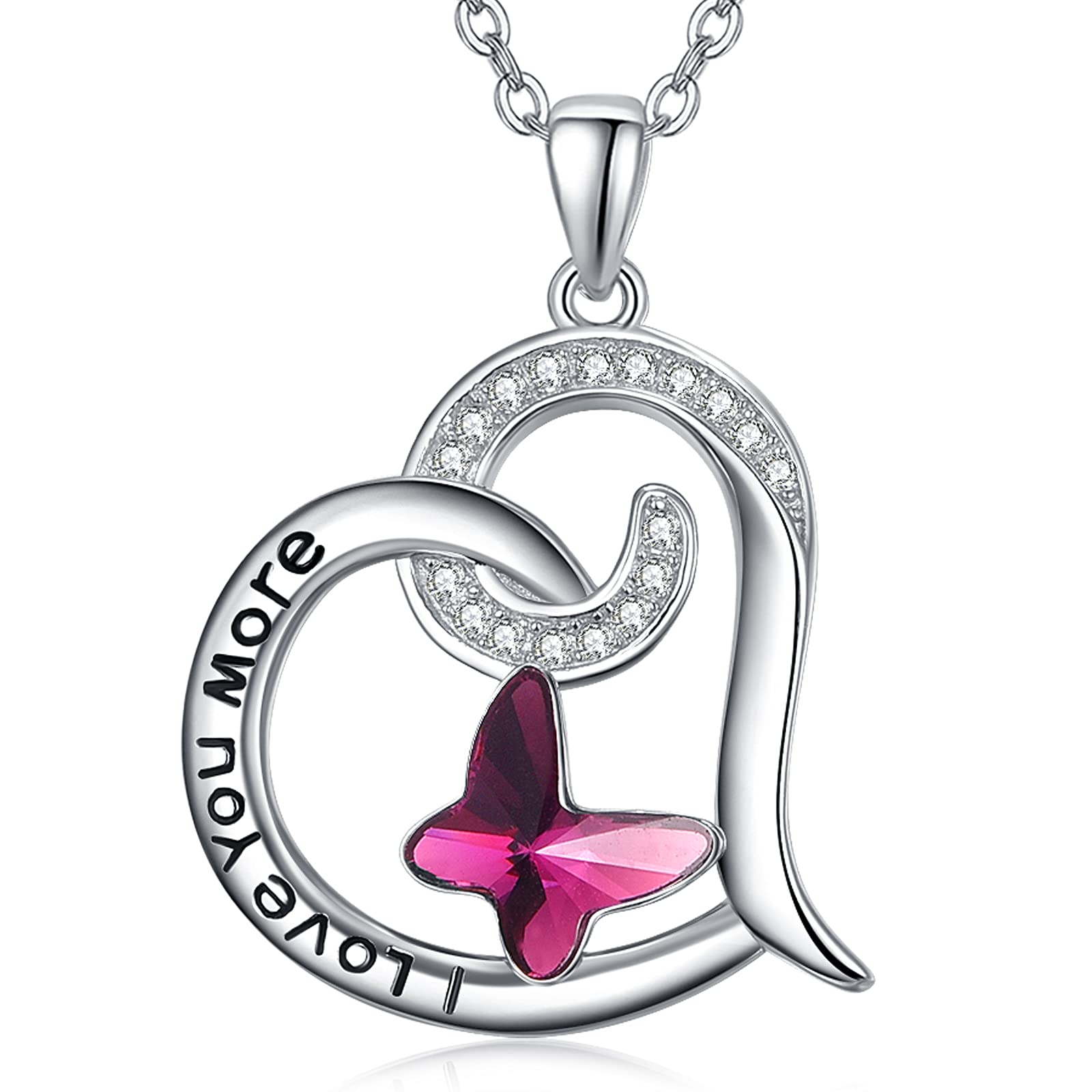 KINGWHYTE Butterfly Necklace 925 Sterling Silver Celtic Knot Necklace Heart Pendant Jewelry Gifts for Women Wife Girls Daughter