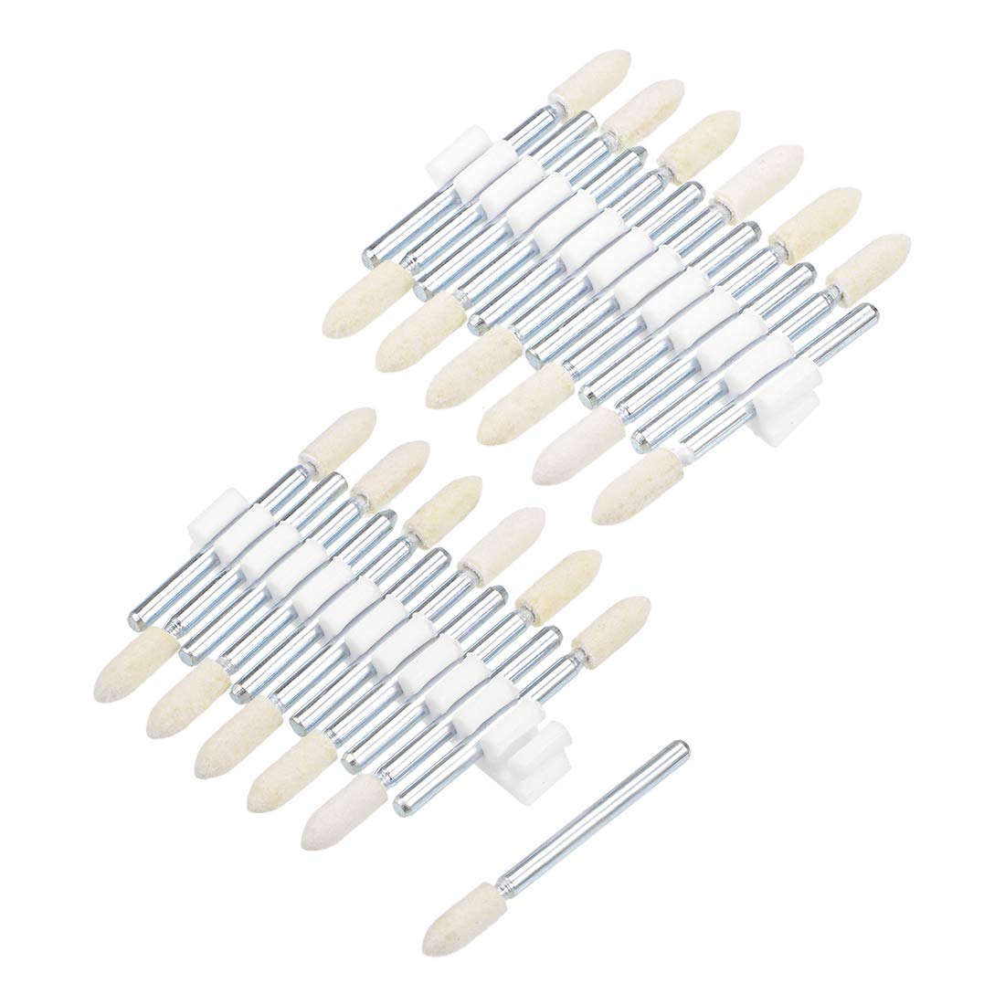 uxcell 4mm Wool Felt Mounted Points Tapered Polishing Bits Burrs Buffing Wheels with 1/8" Shank 24 Pcs