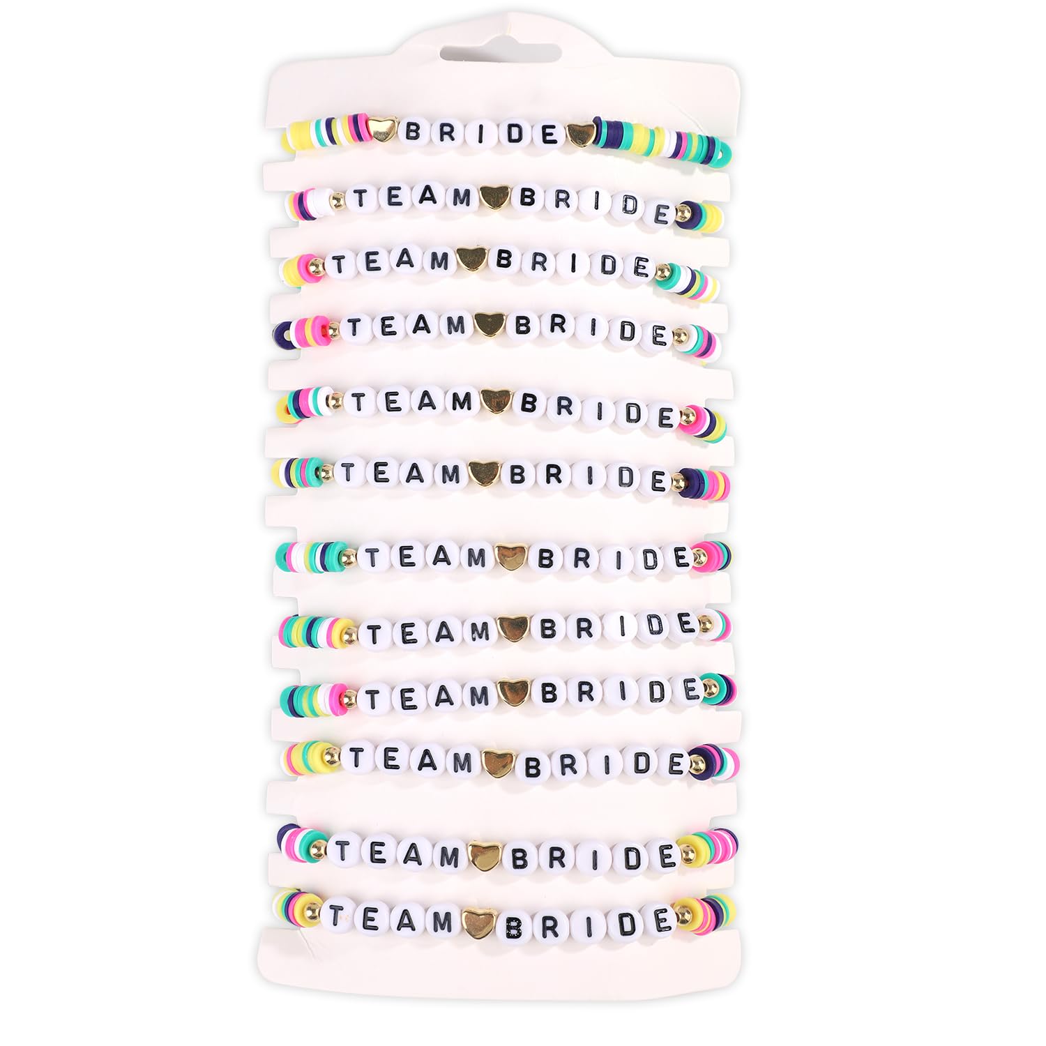 Mikovivi 12pcs Clay Bracelets Kit, Soft Pottery Bride Beaded Bachelorette & Bridesmaid Bracelets for Bridal Shower Favors & Engagement Wedding Supplies