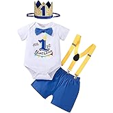Highnesson-ww Baby Boy Funny First Birthday Clothes Infant Clothes Bow Tie Dinosaur Themed Romper Pants Set Suspenders