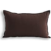 Jeanerlor Cotton Linen Square Decorative Throw Pillow Case Cushion Cover with Twin Needles Stitch on Edge, 12"x20"(30 x 50cm),Brown