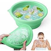 Face Bowl for Ice with Built-In Ice Tray Collapsible Silicone Facial Ice Bath Bowl for Cold Plunge Therapy Portable Spa Tool for Skin Tightening and Acne Relief Perfect for Home and Travel Green