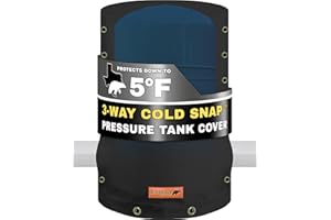 Redford Supply Co. Cold Snap (5°F) 3-Way Opening Round Custom Water Pressure Tank Cover - Weatherproof Water Tank Cover, Outdoor Water Well Tank Covers Insulated (28"Diameter x 64"H, Black)