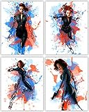 Black Widow Poster Collection -Scarlett Johansson as The Great Avenger in Our Wall Art Movie Print Series - Set of 4 8x10 Photos
